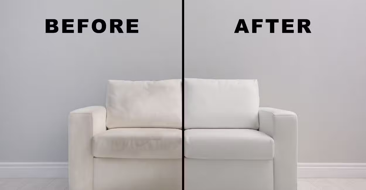 Before and after couch cleaning